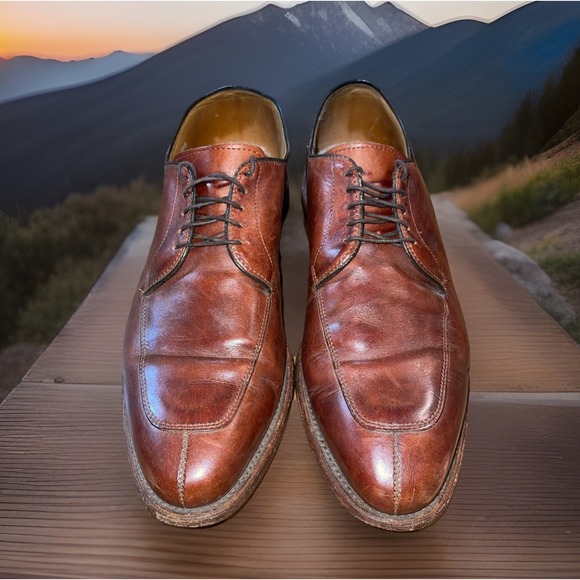 Allen Edmonds Delray Shoes Men 10 D Brown Leather Split Toe Oxfords Leather main image 4
